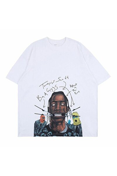 MAGORS Tricou unisex din bumbac cu imprimeu Travis Scott pentru tineret și copii