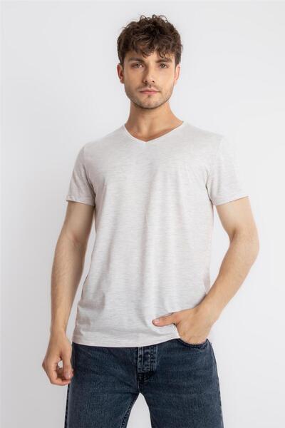 ADAM BOXES V-collar T-shirt Disimplo - Brown Melange