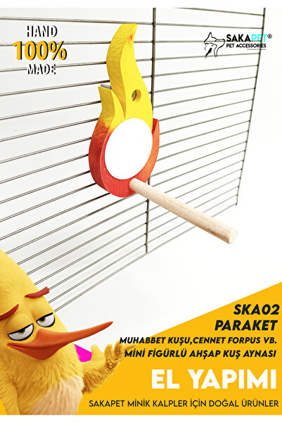 SAKAPET Flame Model Mini Figured Bird Mirror - Ska02