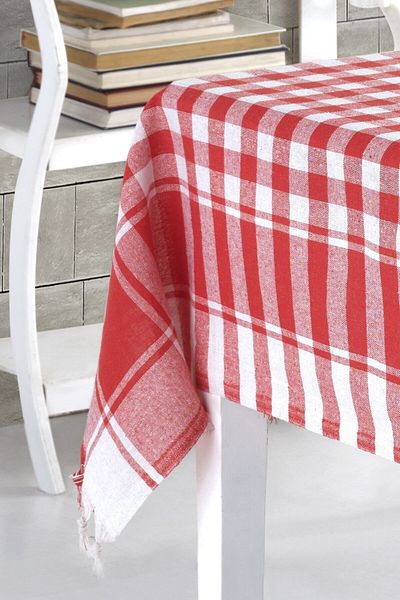 Lux Touch Red Large Square Pattern 150x150 cm Tablecloth
