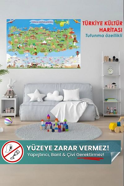 Pi Papers Türkiye Culture Map - Non-Adhesive Self-Retaining Static, Innovative Smart Paper Map