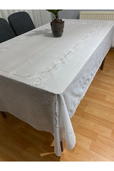 Blue Home Meiwa Dantel Görünümlü Pvc Leke Tutmaz Kaymaz 12 Kişilik Masa Örtüs...