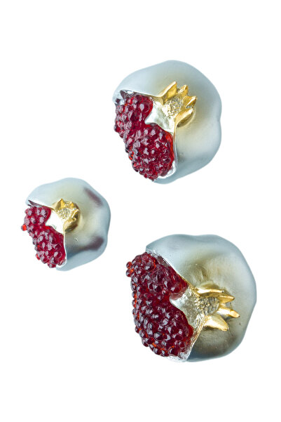 Kare Home Dekoratif Patlak Nar Üçlü Set Gümüş