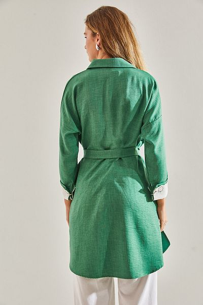 Bianco Lucci Modest Sofia Leinentunika - Spitzenmuster, Markkragen, 60181033