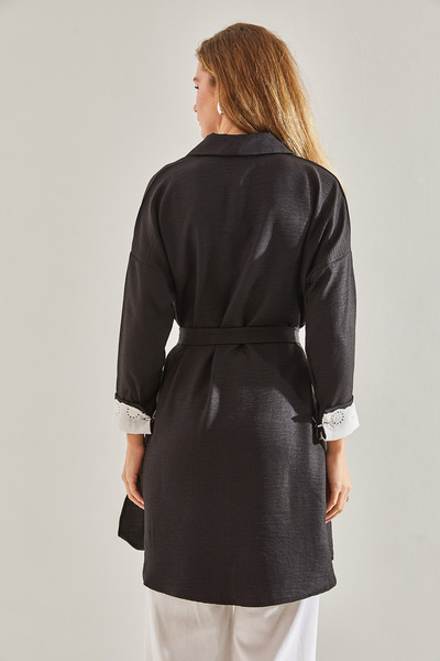 Bianco Lucci Modest Plátěná tunika Sofia - krajkový vzor, dřeňový límec,60181033