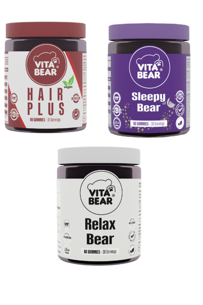 Vita Bear Hair Plus Vegan - Hair Vitamin & Be Comfortable Gummy 60 & Relax Bear 60 Gummy