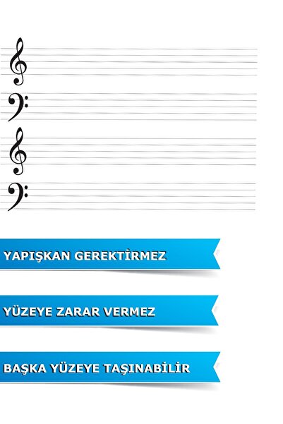 Pi Papers Sol Fa Anahtarlı Porteli, Nota Çizgili, Duvara Yapışan Yazı Tahtası, Statik Sihirli Akıllı Kağıt