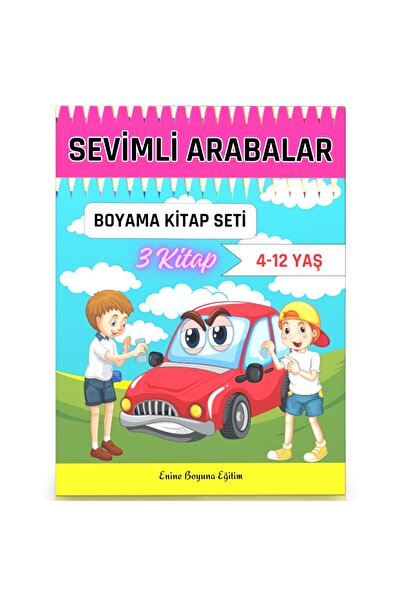 Enine Boyuna Eğitim Cute Cars Coloring Book Set (2 Books)