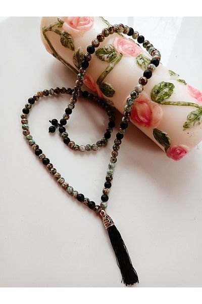 PİRAMİGO 108 Mala Meditation Circle Long Necklace for Women and Men