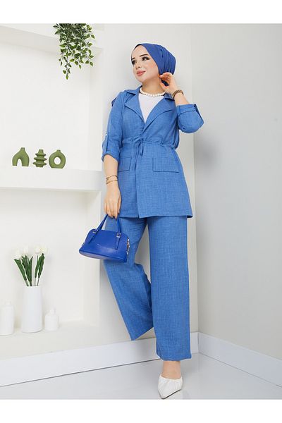 VOLT CLOTHİNG Damen-Jacken-Leinen-Set