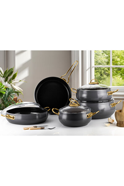 Lines 9 Parça Seramik Güveç Tencere Seti