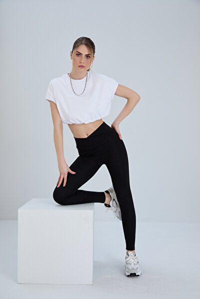 Thin Shop Yüksek Bel Çapraz Kemer Çelik Örgü Toparlayıcı Tayt - Tayt - Siyah ...