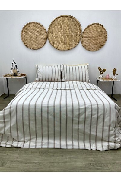 KURULAR RİZE BEZLERİ طقم غطاء لحاف مخطط مزدوج