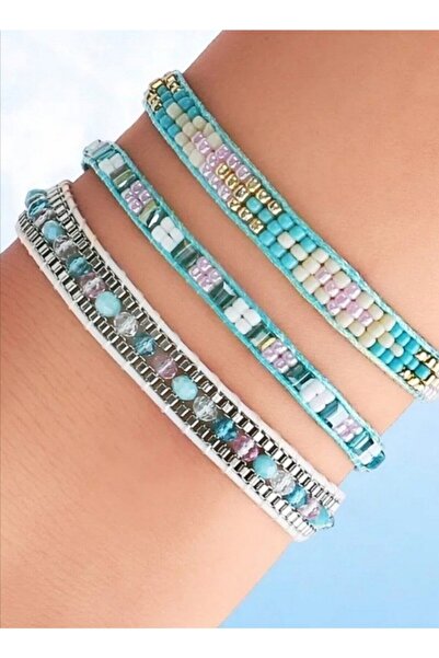 Bylin Takı طقم سوار ميوكي مصنوع يدويًا باللون الأزرق للنساء