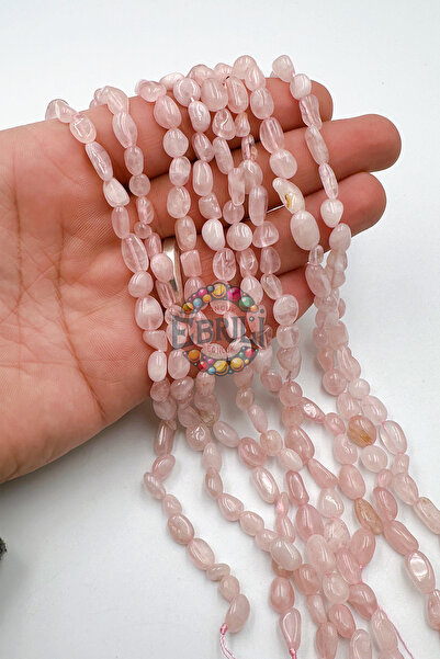 Ebruli Boncuk Χάντρα αξεσουάρ από φυσική πέτρα από αμόρφο κομμένο ροζ χαλαζία...