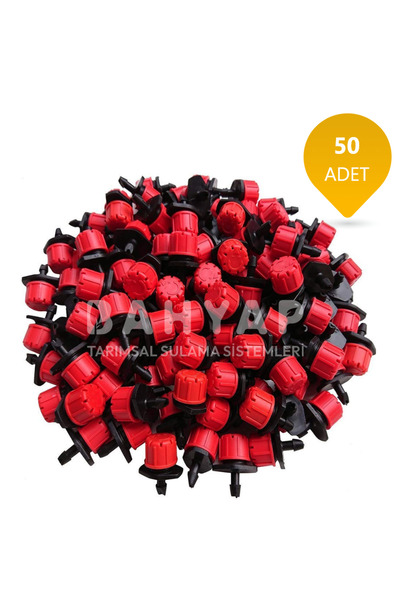 Bahyap Damlama Sulama Debi Ayarlı Kırmızı Damlatıcı Küçük Meme - 50 Adet