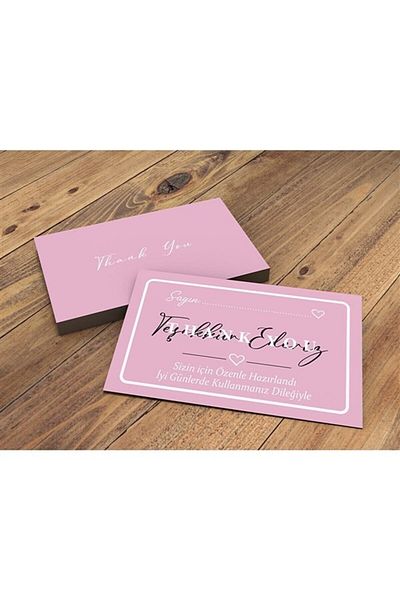 anka design Thank You Card Double Sided Printing Cellophane -7- (8x5cm) 350gr Coated- 25 Pieces