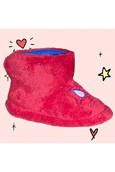 TrineBear Erkek Çocuk Spiderman Pelüş Panduf Ev Anaokul Kreş Ayakkabısı Kırmı...