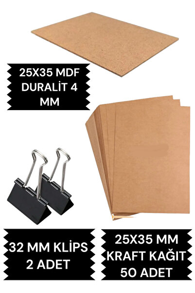 SEYFİKİRTASİYE 25X35 DURALİT  25X35 KRAFT KAĞIT 50 ADET VE 2 ADET KLİPS ÇİZİM...