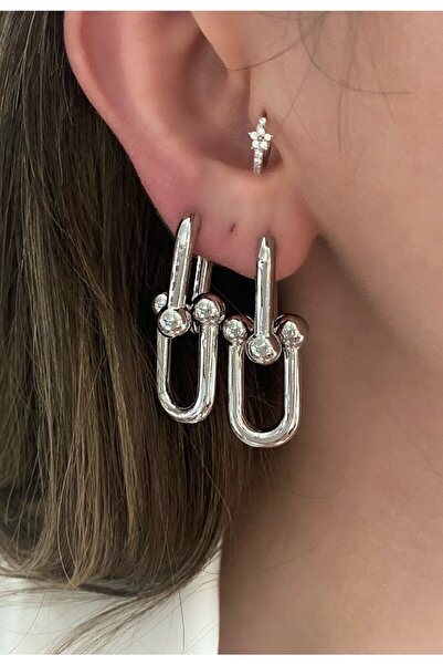 Pinery Jewels Sallantılı Midi Boy Silver Küpe