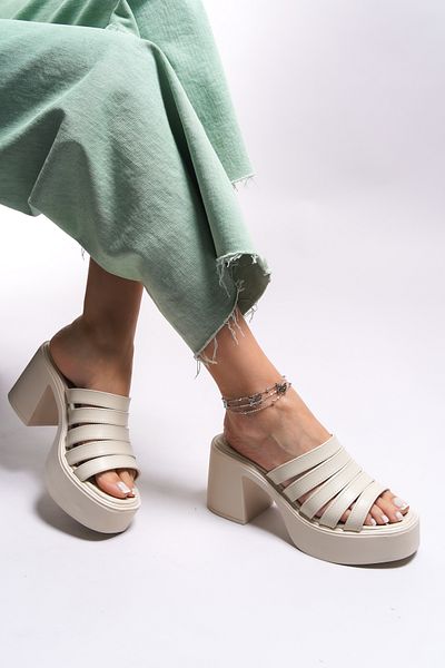 Riccon Ceerairli Damen-Slipper mit Absatz0012500 Beige