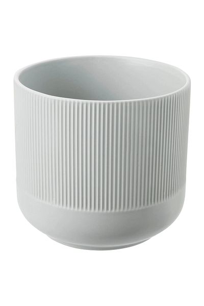 IKEA 15 cm Gray Ceramic Striped Flower Pot Decorative Vase