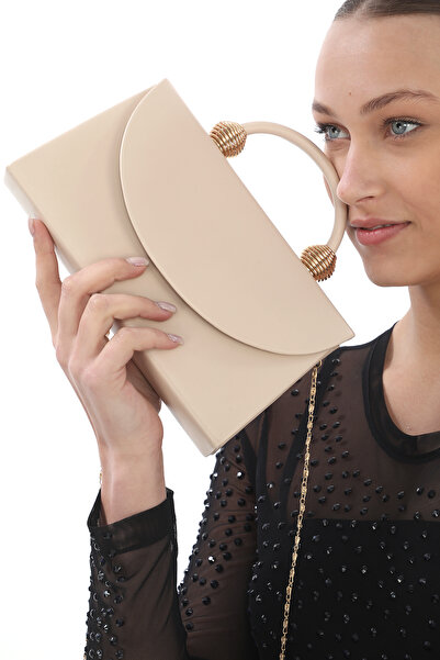 womenacs Βραδινό φόρεμα σε χρώμα δέρματος Γυναικεία τσάντα χειρός και μακρύ λουράκι (ΛΟΥΡΙ ΑΛΥΣΙΔΑΣ)