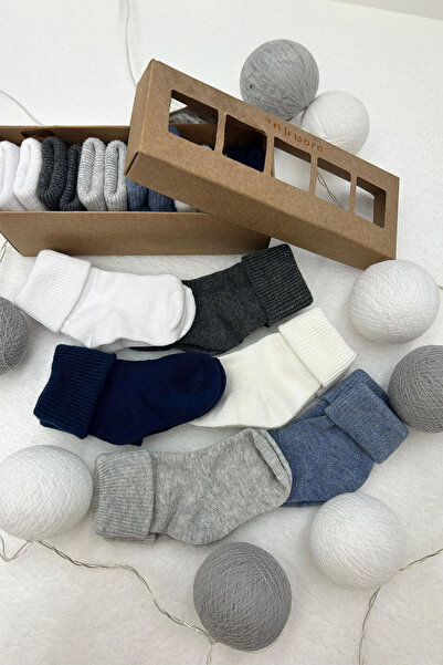 ADABEBEK Organic Newborn Natural 6-Piece Baby Socks Set