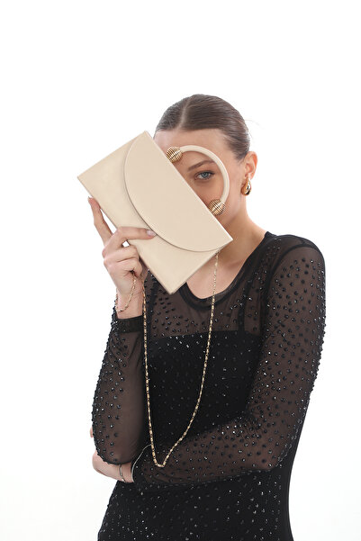 womenacs Βραδινό φόρεμα σε χρώμα δέρματος Γυναικεία τσάντα χειρός και μακρύ λουράκι (ΛΟΥΡΙ ΑΛΥΣΙΔΑΣ)