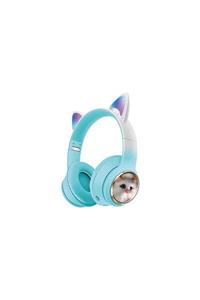 teknosepetim Kedi Tüylü Işıklı Kedili Mikrofonlu Bluetoothlu Kulaklık  SD Aux...