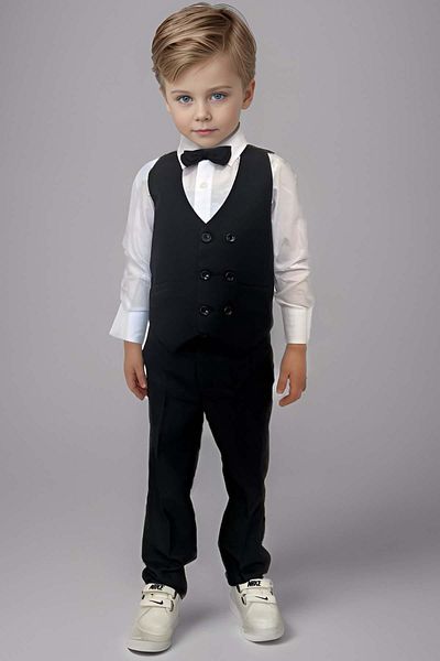 Riccotarz Baby Boy Suit Black Vest Top and Bottom Set