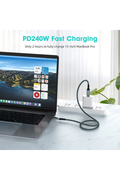 LivX Thunderbolt 4 Usb C To Usb C 240w 8k@60hz 40gbps Pd3.1 Dijital Göstergeli 1.5 Metre Örgülü Kablo