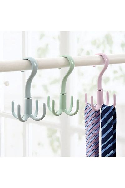 SAVORYHOME 360 Degree Swivel Hanger with 4 Hooks Hanger Scarf Clothes Organizer Tie Bag Hanger