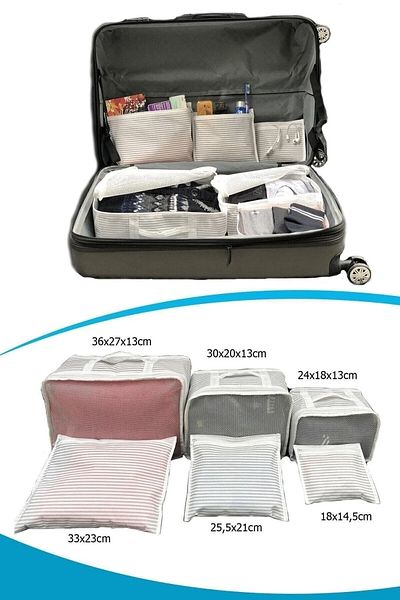 ESTİ Βαλίτσα και αποσκευές 6 τεμαχίων Travel Organizer Γκρι