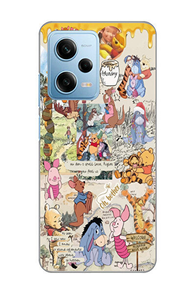 Magic Ring Redmi Note 12 Pro 5G Uyumlu Winnie The Pooh Kolaj Tasarımlı Şeffaf...