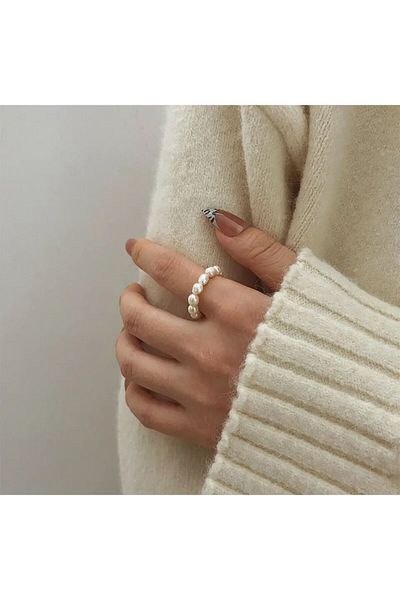 COSİBELLA Women's Elegant Pearl Style Ring