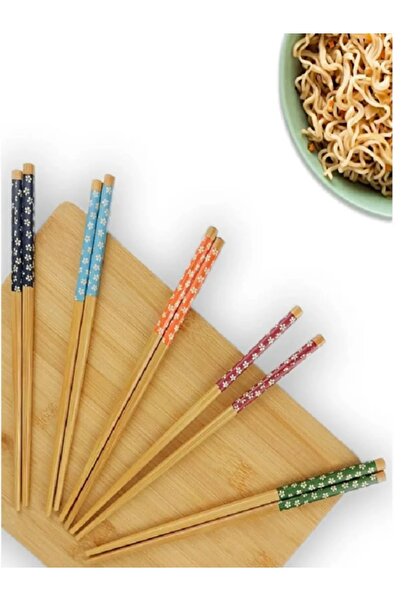 YAKUT BAMBU KORE ÇİN YEMEK ÇUBUĞU CHOPSTİCK DESENLİ 5 Lİ