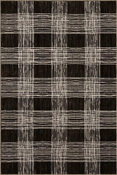 Rugs Modern Halı Siyah Temalı Yama Çizgi Desenli Kreatif Modern Dekoratif Hal...