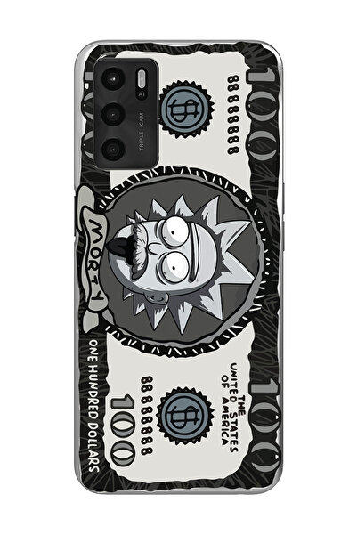 Magic Ring Oppo A16 / A55 Uyumlu Rick Para Tasarımlı Şeffaf Telefon Kılıfı