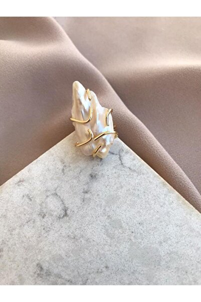 MiracleLivesGiftShop Büyük Barok Yüzük, Kafes Barok Yüzük, Doğal Barok İnci Y...