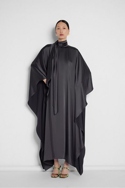 Nuum Design Neck Tie Satin Dress Black
