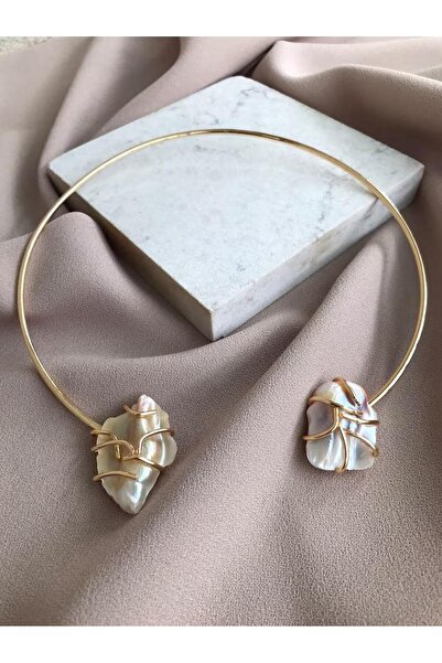 MiracleLivesGiftShop Büyük Barok İnci Kolye, Kafes Barok İnci Kolye, Altın Ka...