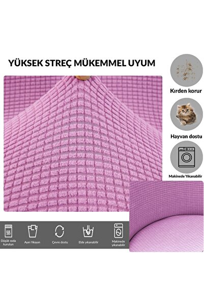 etleshome Yıkanabilir Streç Lastikli Likralı Oval Sandalye Kılıfı - Yuvarlak Sandalye Örtüsü