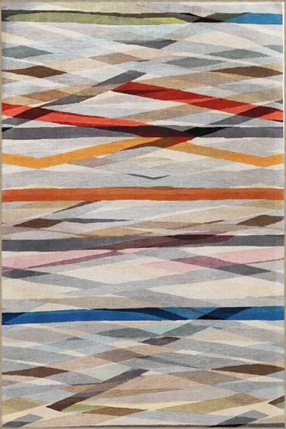 Rugs Modern Halı Covor decorativ cu model de linii încrucișate în nuanțe gri ...