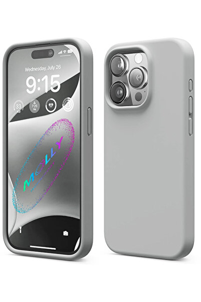 Molly iPhone 14 PRO MAX İçin Alfa Gri Liquid İçi Kadife Silikon Kılıf