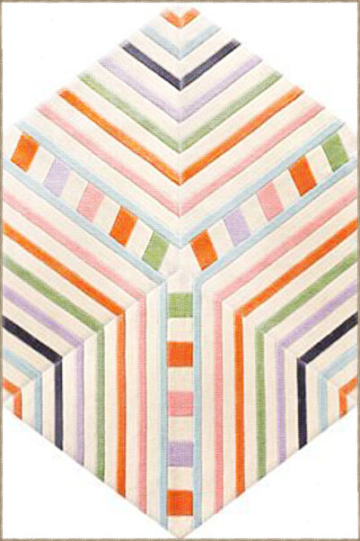 Rugs Modern Halı Декоративен килим с ивици и шестоъгълен геометричен десен 4084