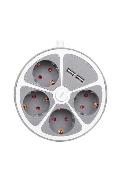 nelerbulurum YÜKSEK KALİTELİ 4'LÜ 2 USBLİ AÇMA KAPAMA TUŞLU AKIM KORUMALI 1.5METRE GRUP PRİZ 3680 Watt 16 AMPER