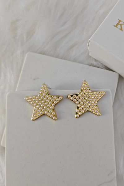 KYOLA DESİGN Gold Earrings with Star Pearls