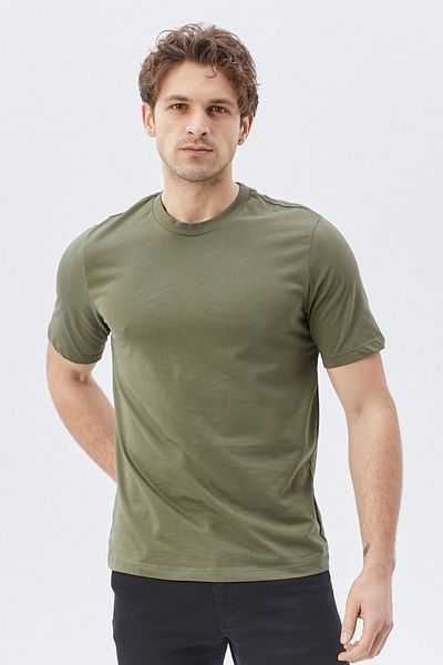 Uniprom Men's T-Shirt Crew Neck 100% Cotton Khaki