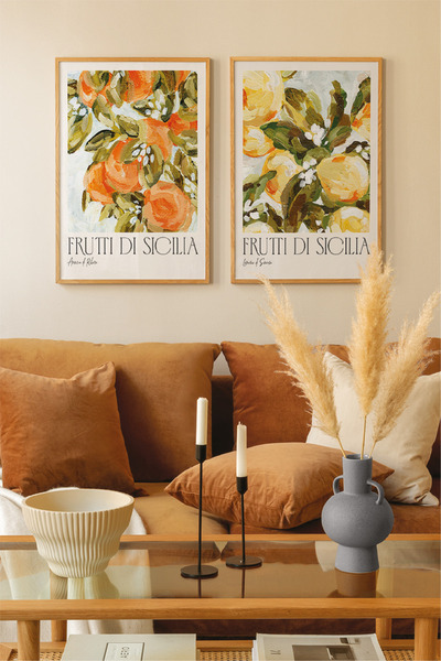 no77decor 2 Parça Fruttı Temalı Ahşap Çerçeve Görünümlü Tablo Seti